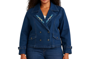 Ashro denim embroidered jacket size 14 button jean jacket or blazer